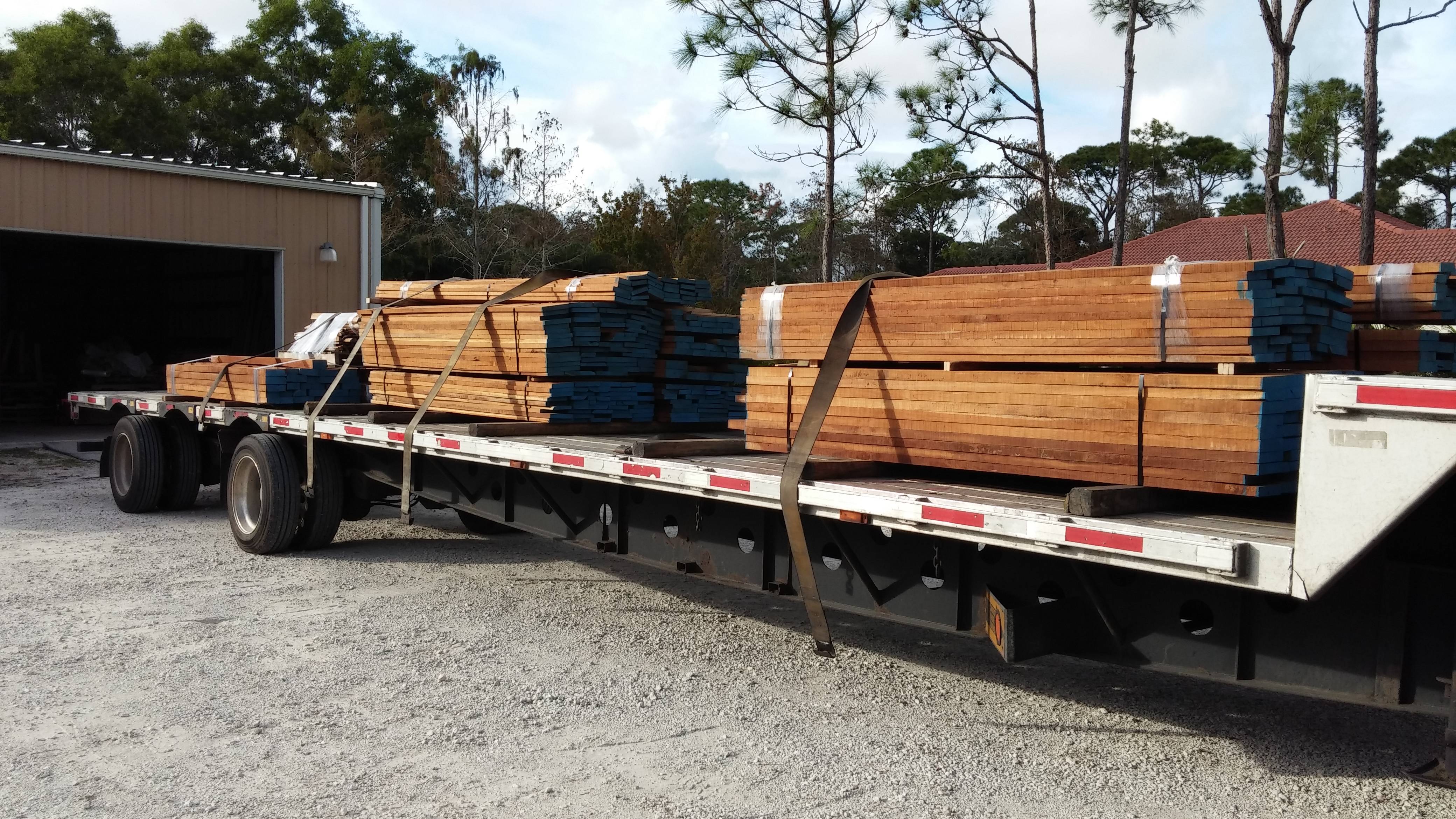 Truckload of Trinidad Teak Wood